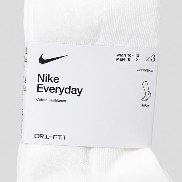 Nike Dri-fit Everyday Cushioned Quarter Cut Ankle socks white 3 pair Pack - Picture 13 of 16